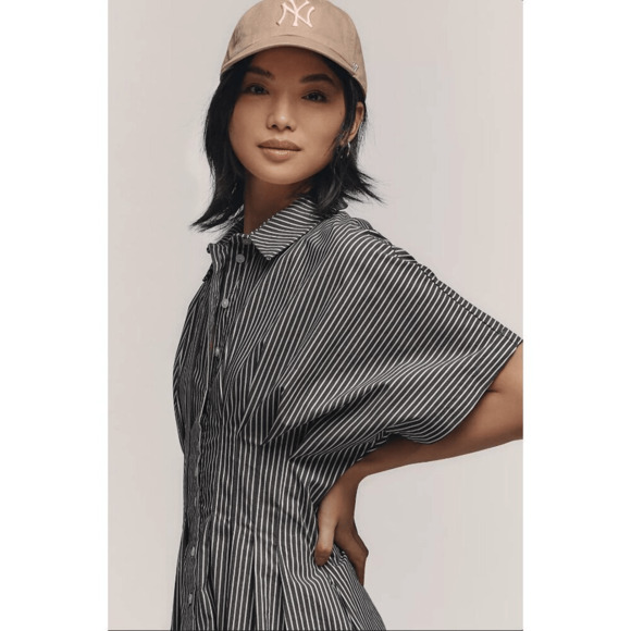 NWT Anthropologie Exquise The Tobie Button-Front Pleated Shirt Dress Mini Small - Picture 4 of 8